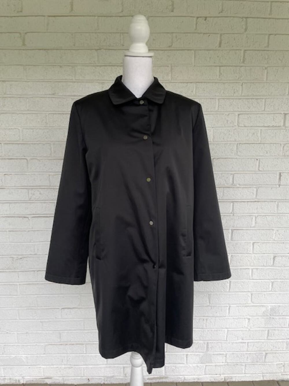 Gallery Petite Black All Weather Coat Women L Petite Zip Out Lining Raincoat